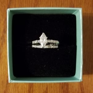 Avon Sterling Silver CZ engagement ring set